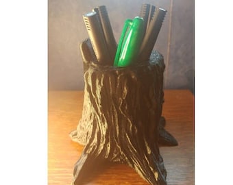 Pot à crayons souche d'arbre : pot à stylo imprimé en 3D, décoration d'intérieur bohème