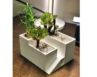 3D Printed Flower Pot: Architectural Planter with Hidden Drip Tray