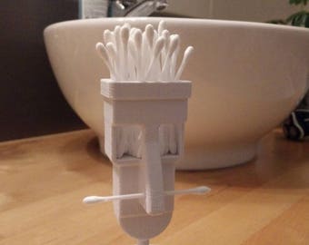 Q-tips Holder Head shaped holder for qtips / 3D Printed