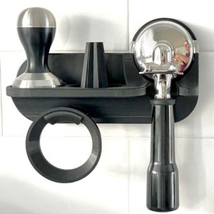 Espresso Tamper Holder Station Laelr Wall Mounted Coffee Station Organizer  Coffee Distributor & Tamper 54mm/2.1'' Portafilter Storage Wall Shelf