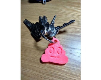 3D Printed Smiling Poop Emoji Keychain: Funny Gag Gift