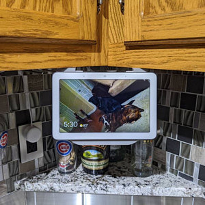 Google Home Hub gen1 Under Cabinet Hanger Bracket / 3d printed / Hub Max / nest hub / nest home image 2