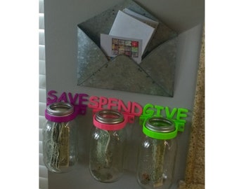 Mason jar bank set save spend give