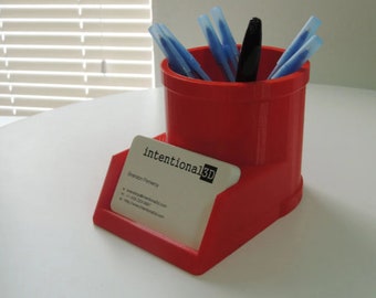 Business Card And Pen Holder / Desk Organizer / Pencil Cup / Display / Home Office / Organize / Desk / Home / Office / Gift