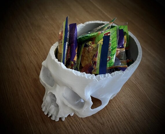 Vaso Teschio Decorativo Halloween - In Resina, Per Piante O Caramelle - 16.5x11.5x11 Cm - Foto 3