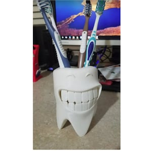 Lächelnder Zahnbürstenhalter / 3d gedruckt / Badezimmer / Zähne / Zahn / Zahnpasta / Kinder / Niedlich