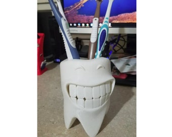Smiling Toothbrush Holder / 3d Printed / Bathroom / Teeth / Dental / Toothpaste / Kids / Cute