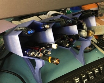 Angled 3D Printed Pencil Holder: Hexagonal Desk Organizer