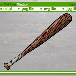 ClipArt med basebollträ i trä | basebollutrustning | svg-fil | png-fil | eps-fil | digital nedladdning