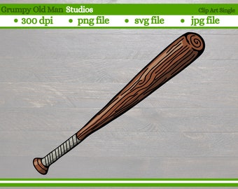 wooden baseball bat clip art | baseball equipment | svg file | png file | eps file | digital download