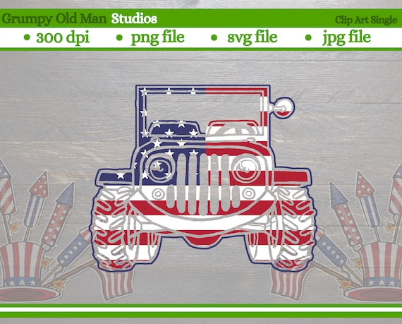 Download Merica Jeep Clip Art Fourth Of July Clipart Patriotic 4x4 Etsy