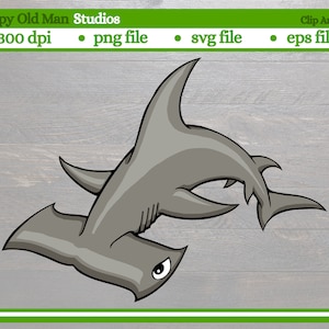 Cartoon Hammerkopf Hai | Meeresbewohner | Meertier | svg Datei | png-Datei | eps Datei | digitaler Download