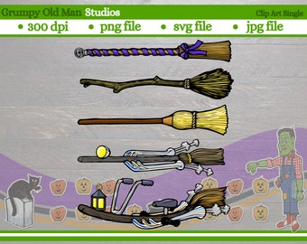 witchs brooms clip art| halloween clipart | witchs stuff | svg file | eps file | png file | digital download