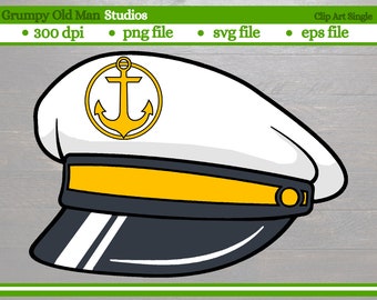 Kapitän mütze mit Anker Anker Clip Art | Marinehut | svg Datei | png-Datei | eps Datei | digitaler Download