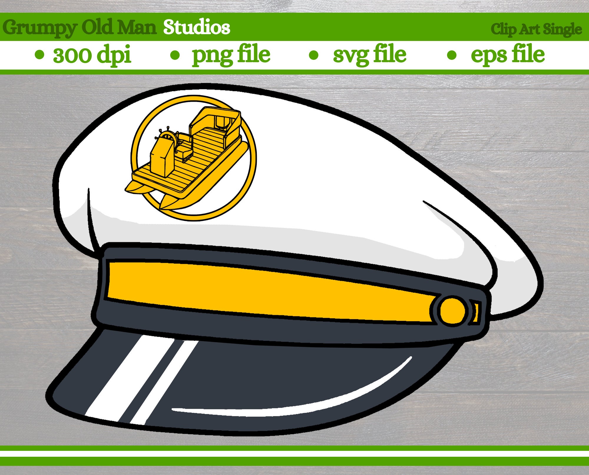 Captain Hat With Pontoon Badge Clip Art 