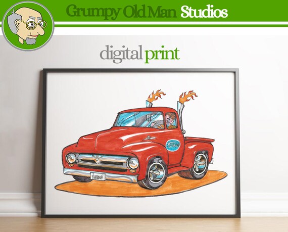 Red Ford F 150 Classic Truck Print Printable Wall Art For Digital Download