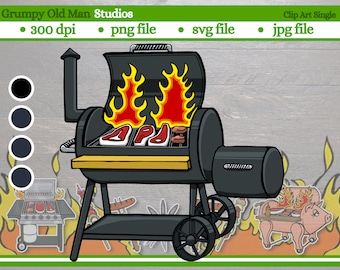 smoker clip art / grilling clipart / bbq / grill smoker / png file / svg file / eps file / digital download