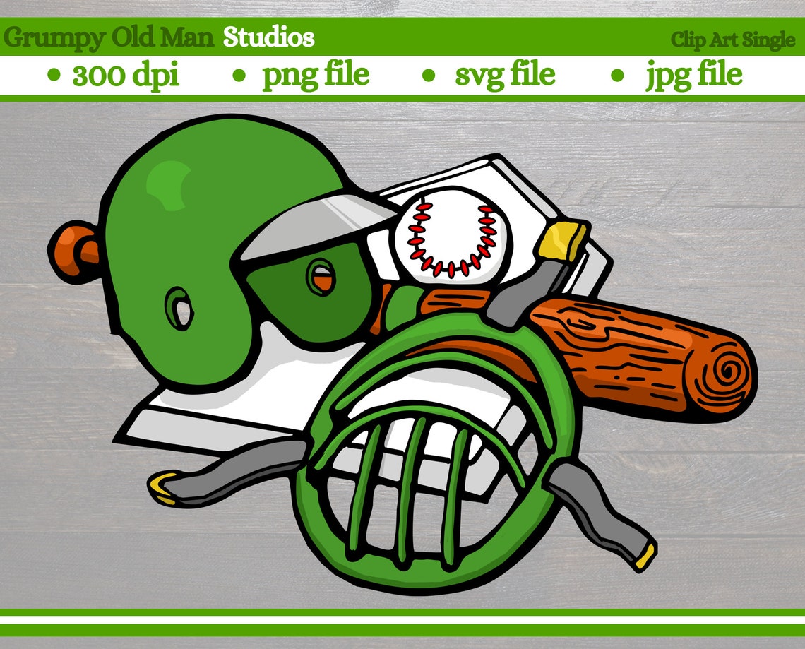 Baseball equipment clip art helmet catcher mask home Etsy