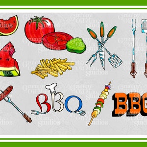 bbq clip art hand drawn clipart for digital download image 3
