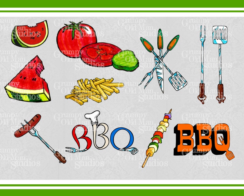 bbq clip art hand drawn clipart for digital download image 3