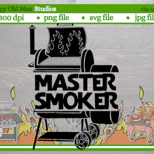 maestro fumador svg / fumador clip art / imágenes prediseñadas de parrilla / barbacoa / fumador de parrilla / archivo png / archivo svg / archivo eps / descarga digital