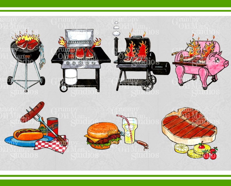 bbq clip art hand drawn clipart for digital download image 2