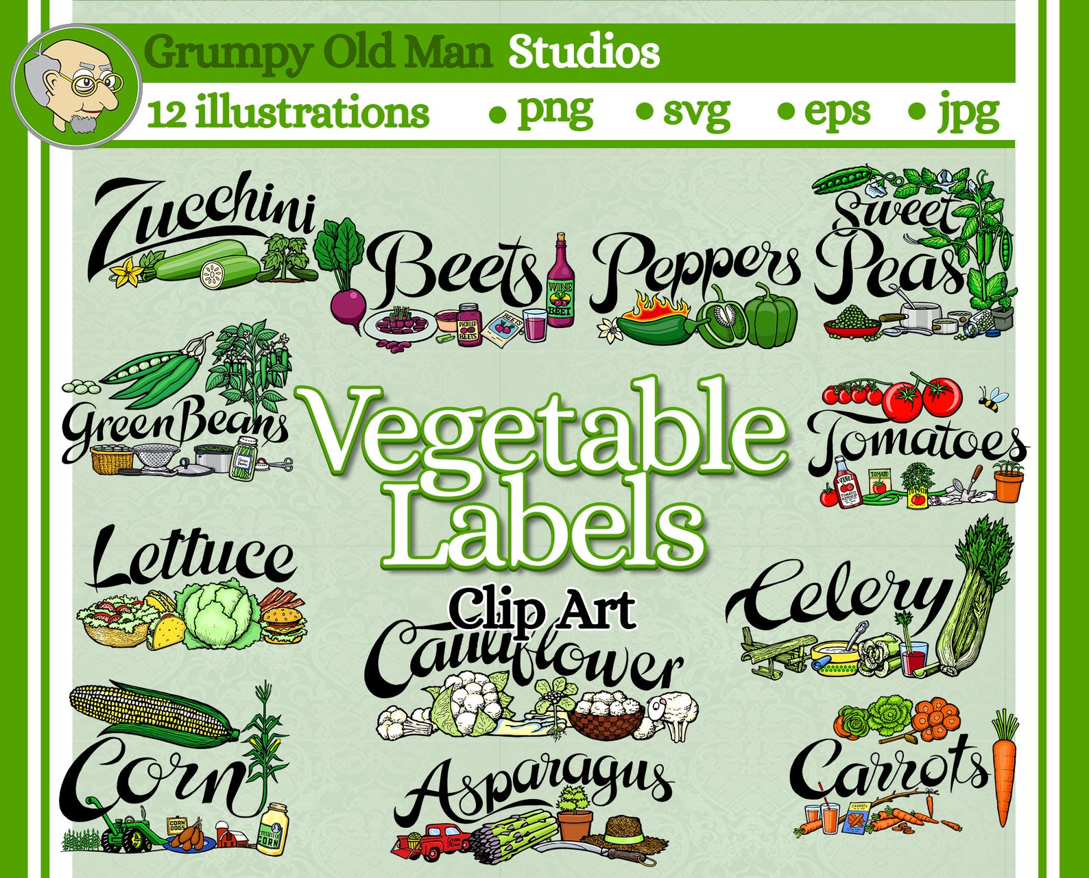 Vegetable Garden Labels Clip Art Pack Plant Labels Garden Etsy