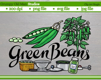 green beans clip art | vegetable clip art | garden plant label | green bean sign | svg files | png files | eps files | digital download