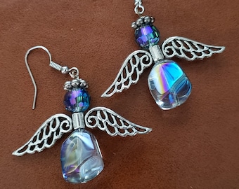 Silver Winged Angel Earrings