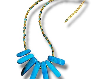Blue Agate Bib Necklace