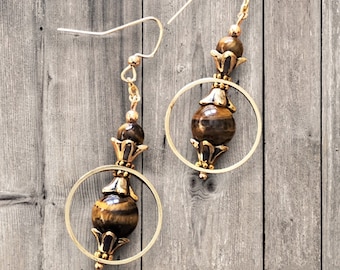 Tiger Eye Earrings Handmade