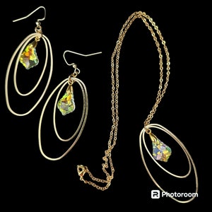 Golden Yellow Crystal Pendant Necklace Set