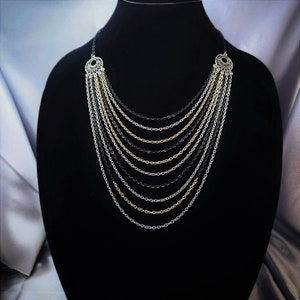 Tricolored Ten-Tiered Chain Necklace