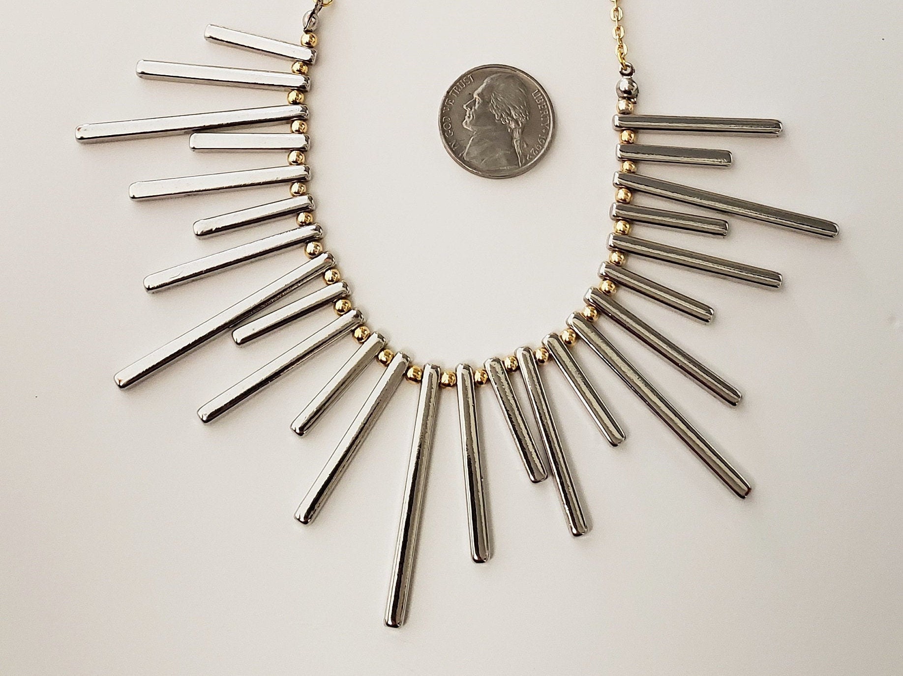 Silver Fan Style Necklace Etsy