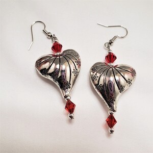 Puffed Heart Dangle Earrings