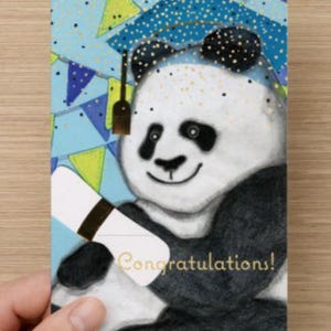 Cartão de formatura de panda fofo