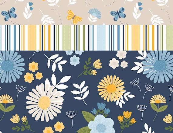 Sunshine & Dandelions Fabric Bundle, 5" Stacker Charm Pack, Riley Blake Designs, Floral Quilting Cotton Precuts, Stash Builder Squares