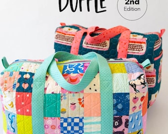 Patchwork reistaspatroon van Knot and Thread Design | Naaipatroon voor een weekendtas | Gewatteerde reistas | Riley Blake Designs | Papier