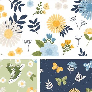 Sunshine & Dandelions Fabric Bundle, 5" Stacker Charm Pack, Riley Blake Designs, Floral Quilting Cotton Precuts, Stash Builder Squares afbeelding 6