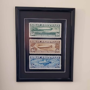 US Scott C13-C15 Air Mail Stamps - Graf Zeppelin Decor for your Home or Business