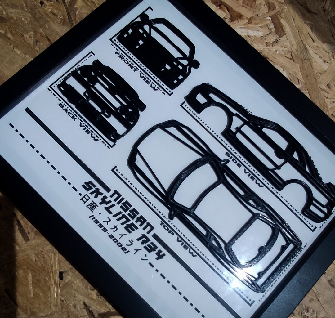 Custom 3D Printed Car Blueprint Frame – Personalized 4-view Automotive ...