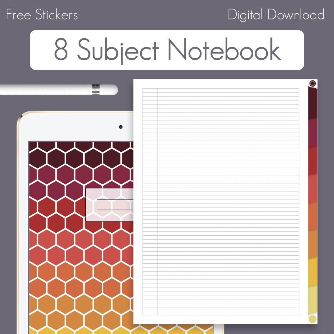 8 Tab Digital Notebook Student Notebook GoodNotes Digital Etsy