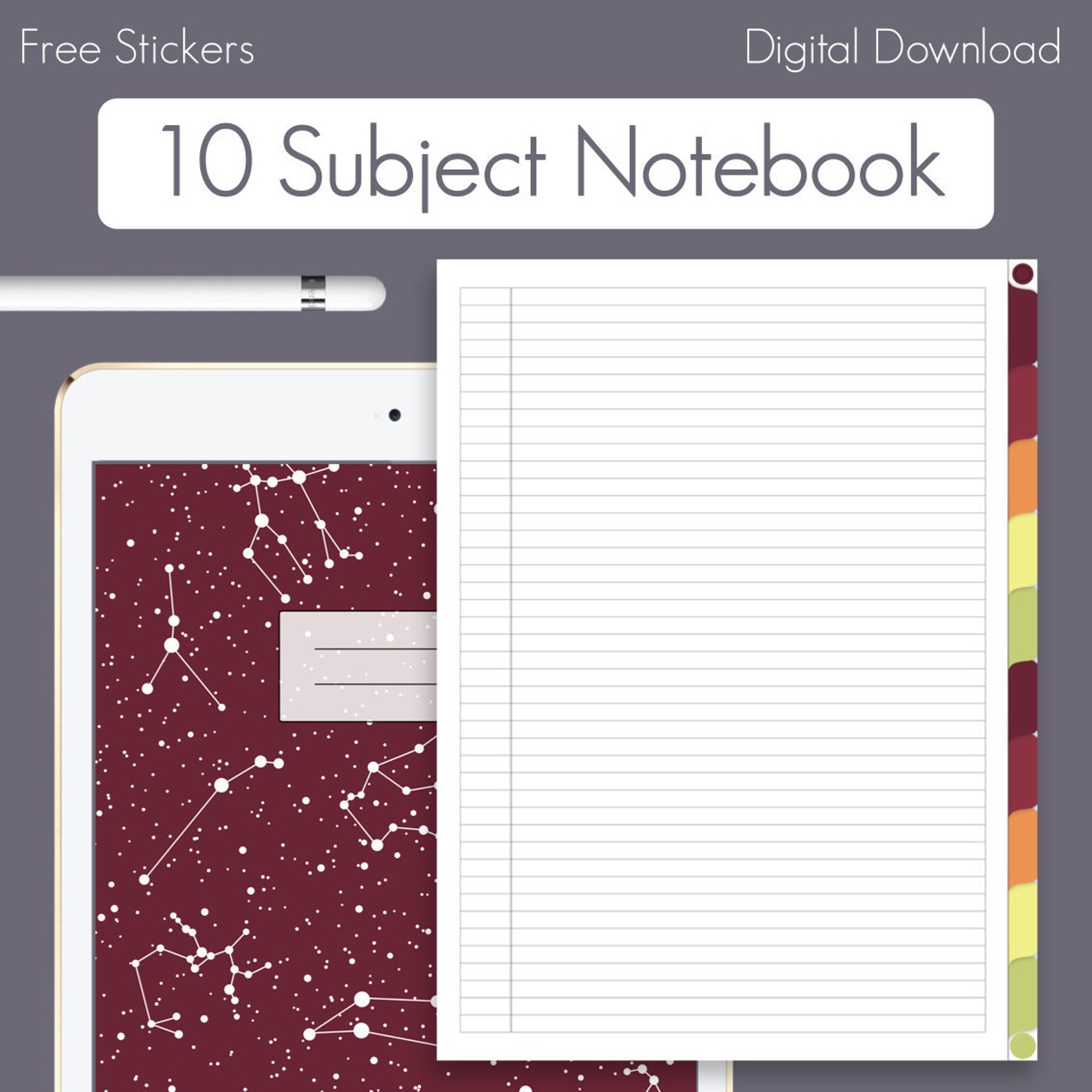 10 Tab Digital Notebook Student Notebook GoodNotes Digital Etsy