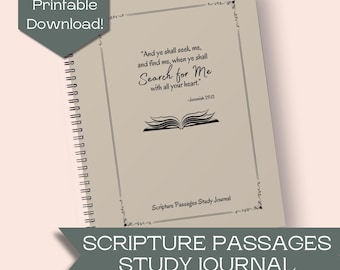 Printable Scripture Journal for Bible Study Notebook for Christian Gift Idea for LDS Missionary Journal Gift for Baptism or Come Follow Me
