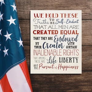 Declaration of Independence Printable Patriotic Subway Art 4th of July Wall Art United States Decor Life Liberty Pursuit of Happiness USA