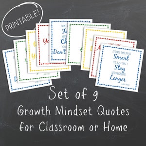 Plakaty do druku Growth Mindset do klas, wystrój szkół domowych, motywujące cytaty dla dzieci, szkoły średnie, szkoły średnie, znak szatni
