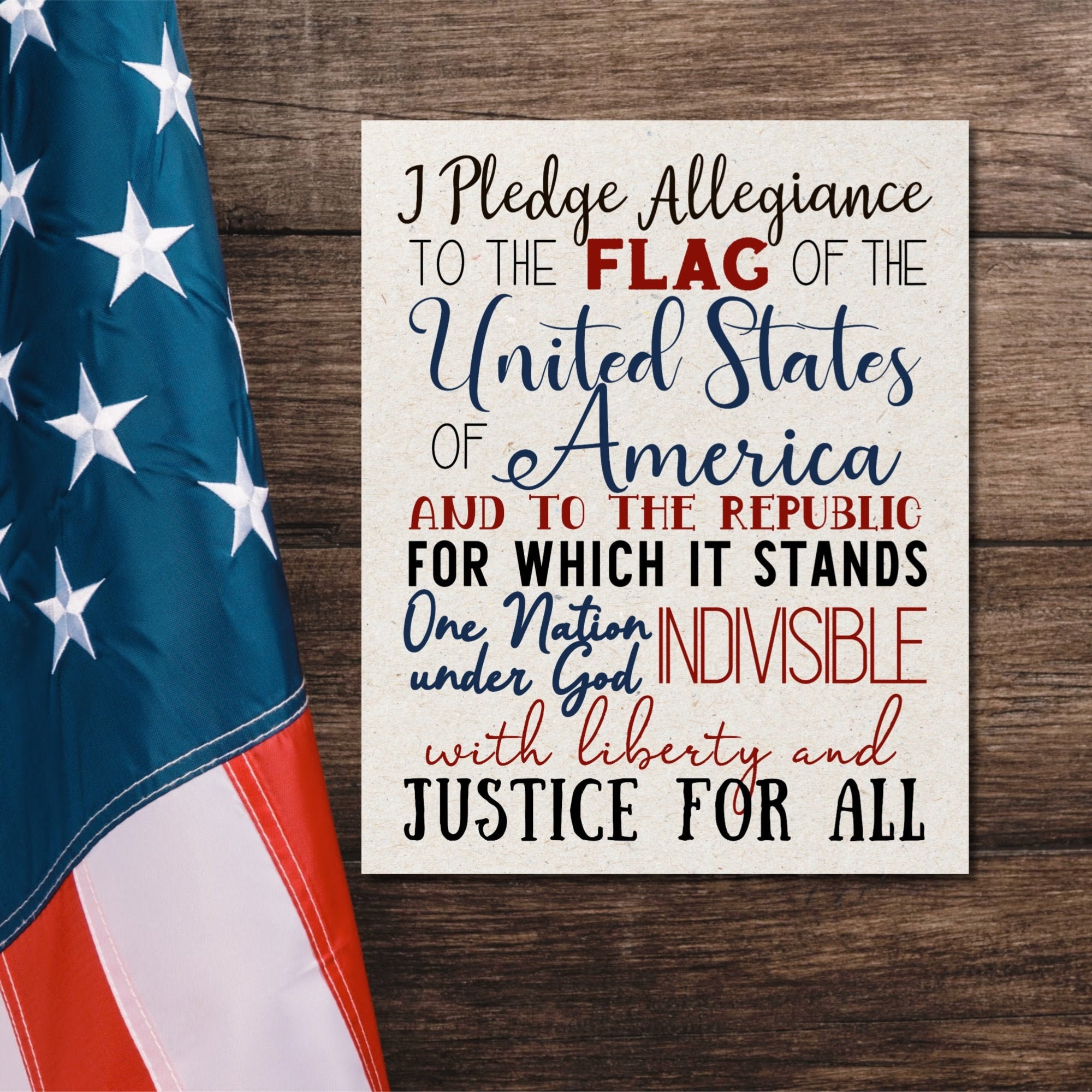 Pledge of Allegiance Printable Patriotic Subway Art 4th of