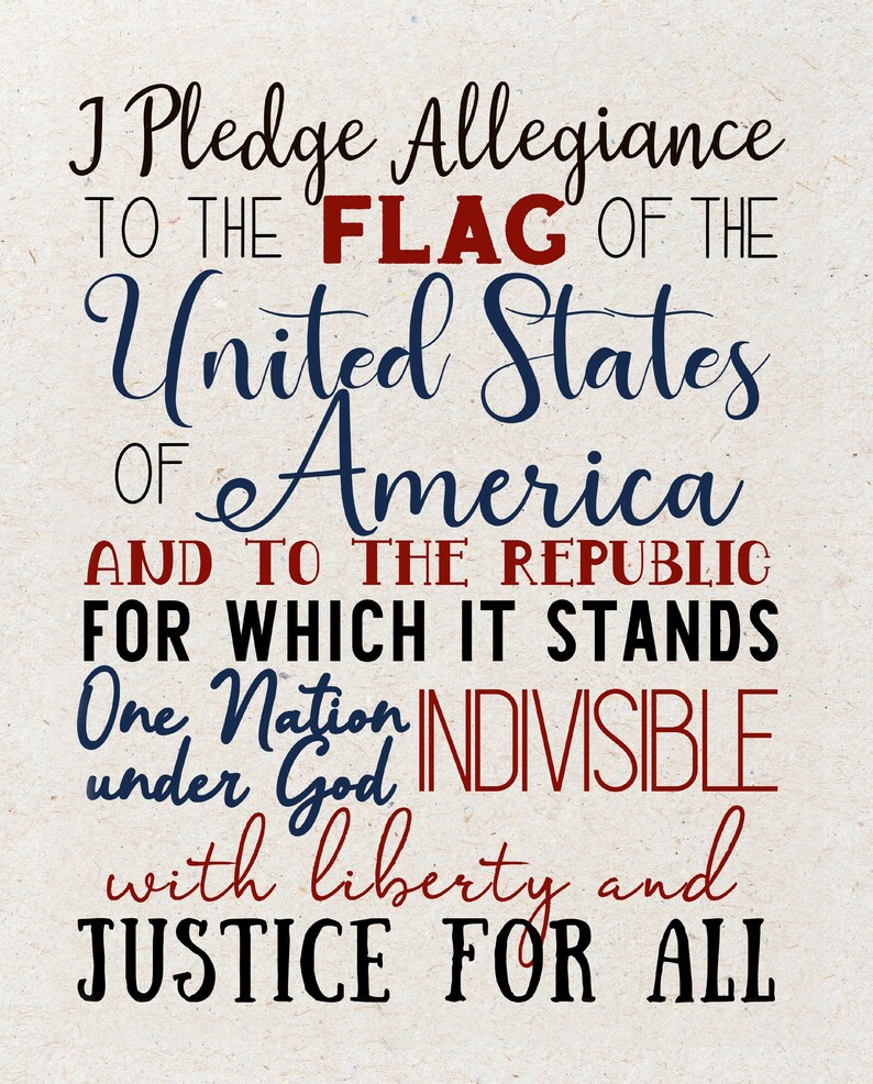 Gd Pledge Pledge of Allegiance Matte Poster Patriotic Subway Art 4th of July Wall ...