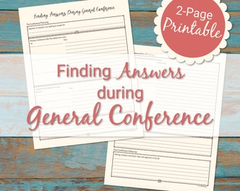 Finding Answers During General Conference Printable; Church of Jesus Christ of Latter-day Saints; LDS; Christian; I am a Child of God;