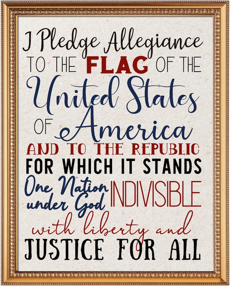 Pledge of Allegiance Matte Poster Patriotic Subway Art 4th of July Wall ...